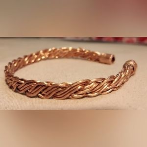 Copper Wire Braided Bangle Bracelet